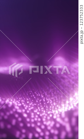 A dreamy abstract background with glowing purple dots forming a smooth wave pattern. The soft bokeh effect and futuristic lighting create an atmospheric digital aesthetic 123752333