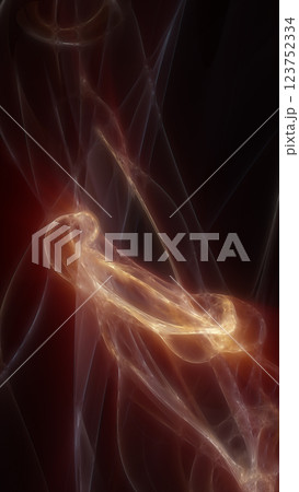 A complex abstract golden fractal design resembling fluid, glowing organic patterns. Deep, mysterious, and futuristic 123752334