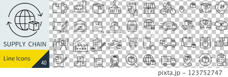 サプライチェーンに関するアイコンセット サプライチェーンに関するアイコンセット 123752747