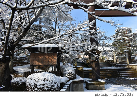 開成山大神宮　雪の風景　鳥居 123753038