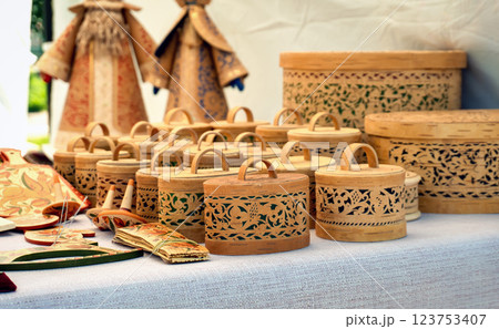 Intricate Birch Bark Boxes Intricate Birch Bark Boxes 123753407