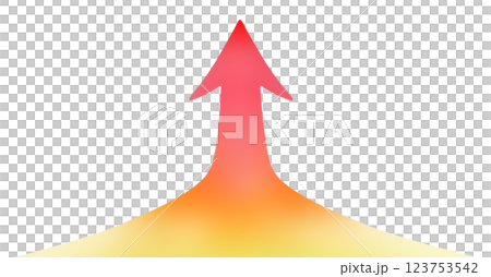 從正面延伸到頂部的漸變箭頭，透明背景 123753542