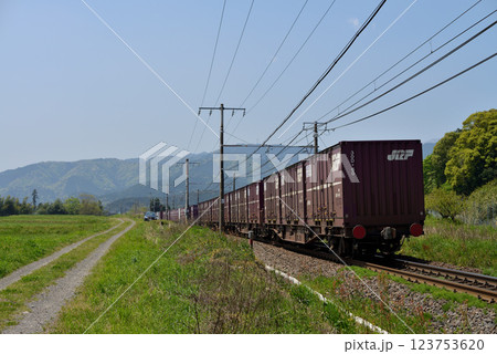 東海道線(新垂井線)を走る貨物列車 東海道線(新垂井線)を走る貨物列車 123753620