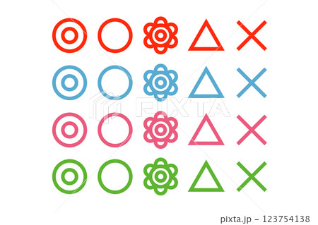 カラフルな丸三角バツのセット 123754138