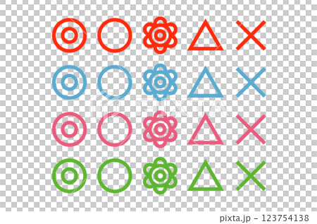 カラフルな丸三角バツのセット 123754138