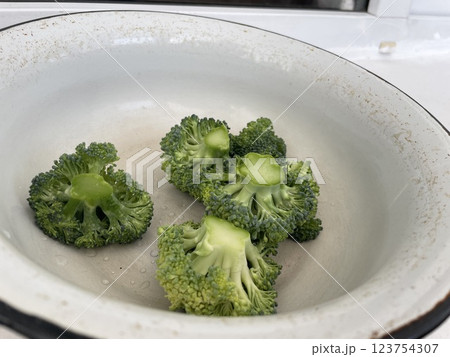 Fresh green broccoli cabbage on white background Fresh green broccoli cabbage on white background 123754307