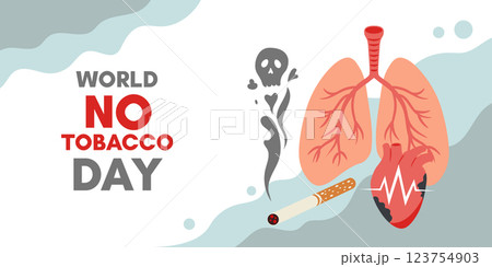 World No Tobacco Day. Banner vector template. lungs, heart, cigarette. 123754903