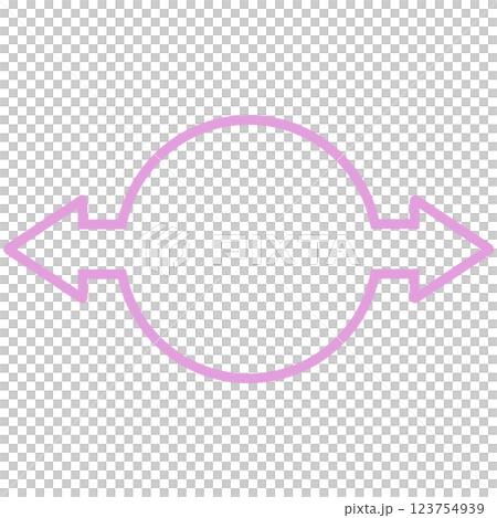 2つの方向矢印丸い吹き出し(線画のみ・ピンク) 2つの方向矢印丸い吹き出し(線画のみ・ピンク) 123754939