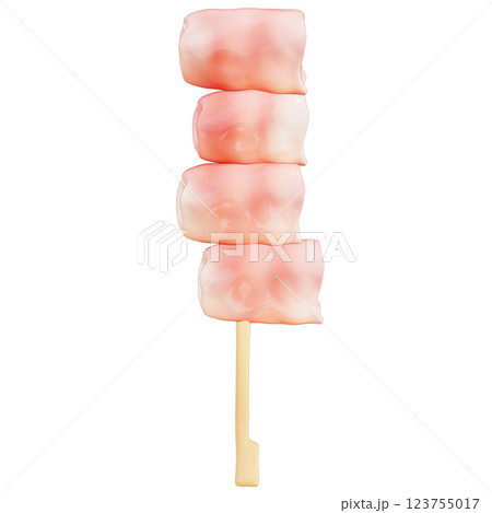 pork belly Skewer 3D Clipart , on Transparent background , 3D Rendering 123755017