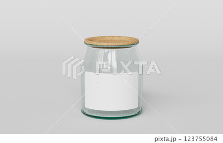 Glass Jar and Cork Cap Mock up for copy space. 3D Rendering Glass Jar and Cork Cap Mock up for copy space. 3D Rendering 123755084