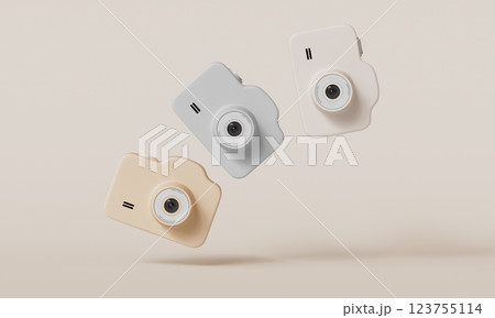 Mini Digital Camera om Beige Background Mini Digital Camera om Beige Background 123755114