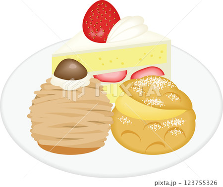 定番ケーキ盛り合わせ 123755326