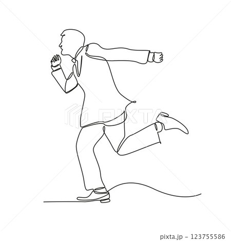 Businessman Walking Spirit Continuously Single, Vector Line Drawing. Decorative elements drawn 123755586