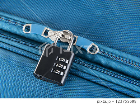 combination lock on a suitcase for travel 123755699