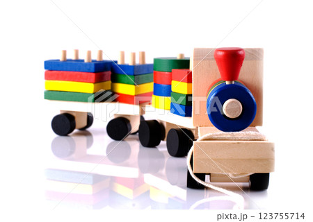Wooden toy, steam locomotive 123755714
