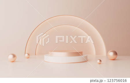 Abstract Minimal Podium with Geometrical Forms. 3D Rendering 123756016