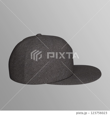 Black Snapback Baseball Cap Mock up. 3D Rendering 123756023