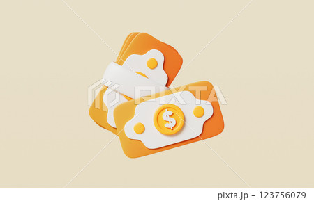 Dollar Paper Money Icon. 3D Rendering 123756079