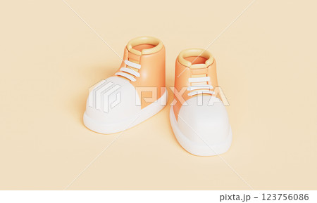 A Pair of Orange Sneakers Icon. 3D Rendering A Pair of Orange Sneakers Icon. 3D Rendering 123756086
