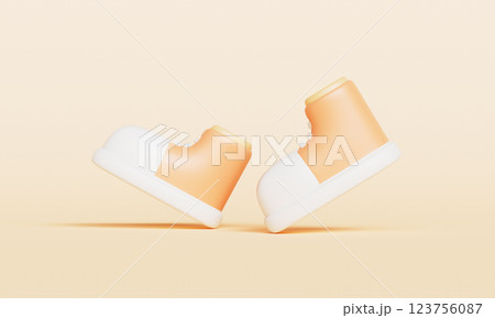 A Pair of Orange Sneakers Icon. 3D Rendering A Pair of Orange Sneakers Icon. 3D Rendering 123756087