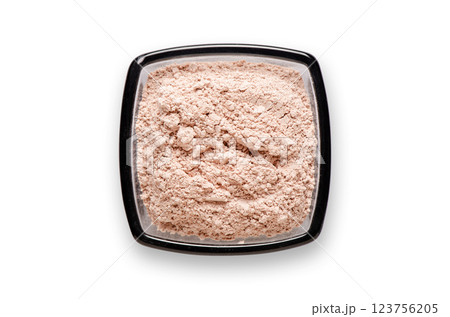 Cosmetic clay for a face mask in a bowl. Isolated on a white background. 123756205