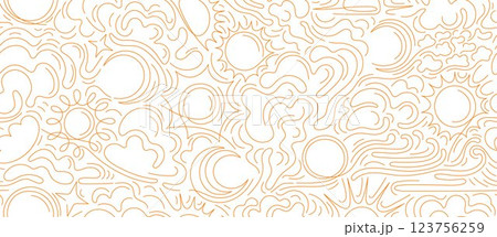 Sun, moon, cloud line art pattern Weather forecast Sun, moon, cloud line art pattern Weather forecast 123756259
