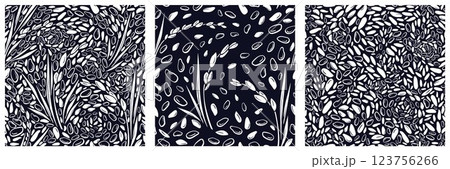 Rice grain Vector pattern set Food Cereal porridge 123756266