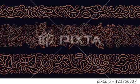 Coffee line patterns set. Abstract border. Branch 123756337