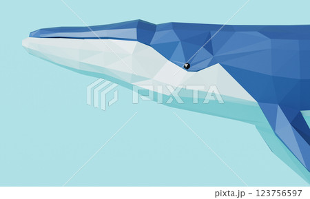 Low Poly Blue Whale. 3D Rendering 123756597