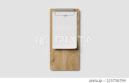 Wood Receipt Clip Board Mock up. 3D Rendering 123756704