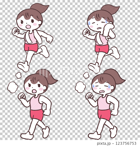 Running and walking women illustration set 123756753