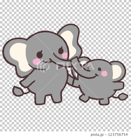 Parent and child illustration of an elephant 123756754