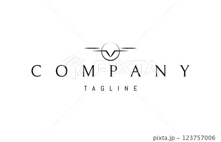 Vector logo with an abstract image of a drone in a minimalistic form. 123757006