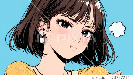 頬を膨らませ、腕を組んでイライラしている女性