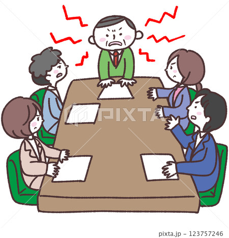 まとまらない会議イラスト 123757246