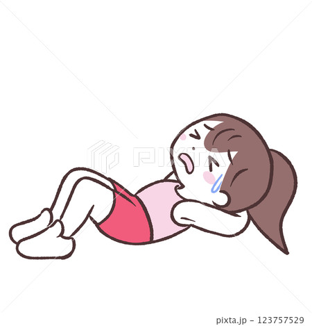汗かいて寝そべる女性イラスト 123757529