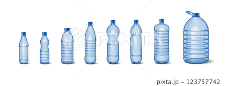 Different Sizes and Shapes of Plastic Bottles Collection Different Sizes and Shapes of Plastic Bottles Collection 123757742