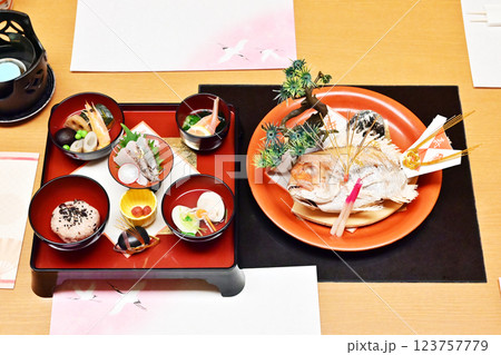 お食い初め料理 百日祝い 祝膳 伝統行事 イメージ素材 お食い初め料理 百日祝い 祝膳 伝統行事 イメージ素材 123757779