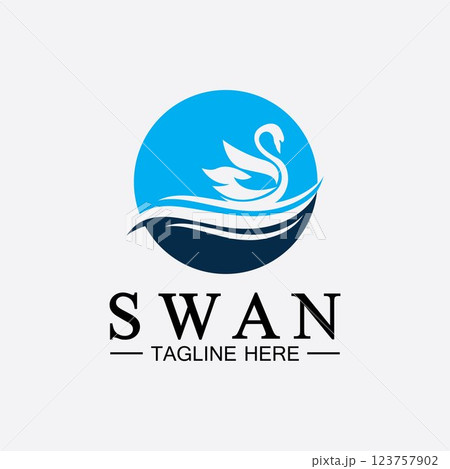 Swan logo icon vector illustration design template.elegant Flying swan bird logo Swan logo icon vector illustration design template.elegant Flying swan bird logo 123757902