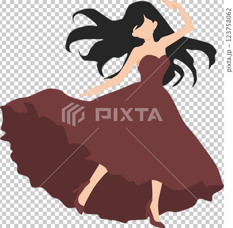 ドレスを着た女性のイラスト 123758062