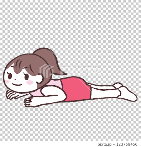 一名婦女躺著的插圖 一名婦女躺著的插圖 123758450