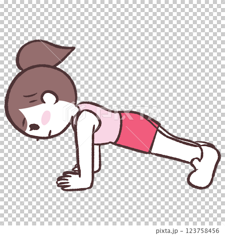 一位女士做伏地挺身的插圖 123758456