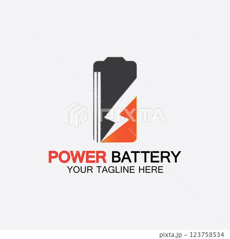 Power Battery Logo icon vector illustration Design Template.Battery Charging vector icon.Battery power and flash lightning bolt logo 123758534