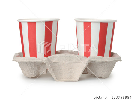 Paper pulp carrier with two paper cups Paper pulp carrier with two paper cups 123758984