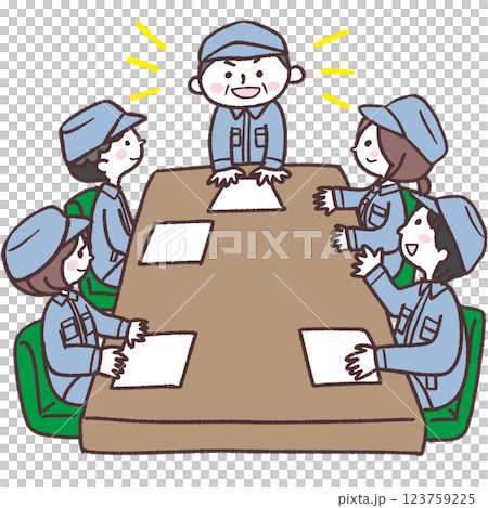 会議する作業員イラスト 123759225