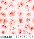 Spring watercolor seamless pattern. Watercolour florals. Pink flowers 123759408