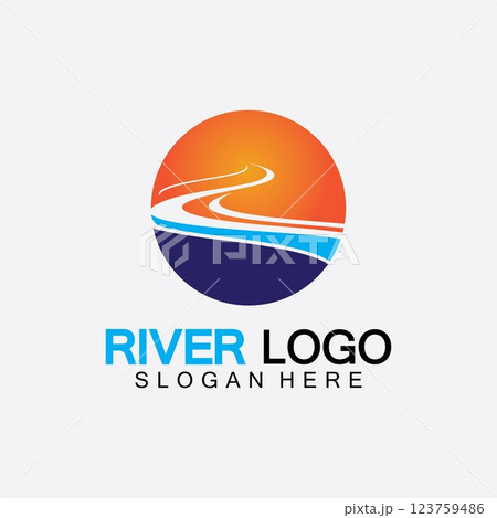 River Logo vector icon illustration design template River Logo vector icon illustration design template 123759486