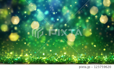 幻想的な緑と青の光のボケ背景 幻想的な緑と青の光のボケ背景 123759620