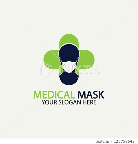 Face protection  Mask Vector logo. Medical Mask logo vector icon illustration design 123759648