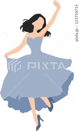 ドレスを着た女性のイラスト 123759714